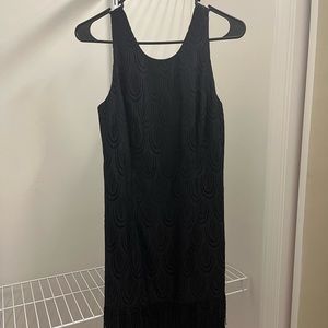 Lilly Pulitzer Murray Flapper Dress Black Lace Beaded Fringe Size 2
